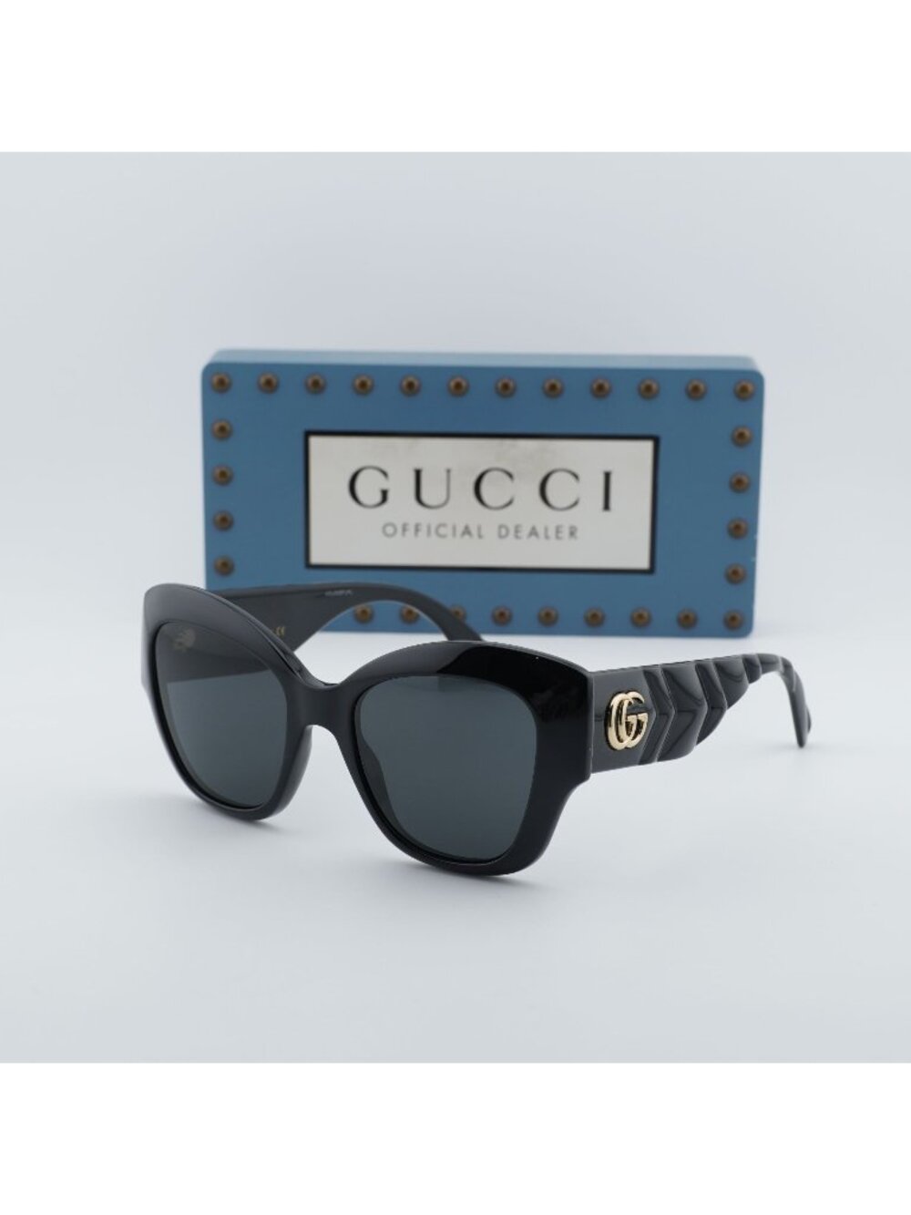 Gucci GG0808S 001 Butterfly Women Sunglasses - Black / Grey